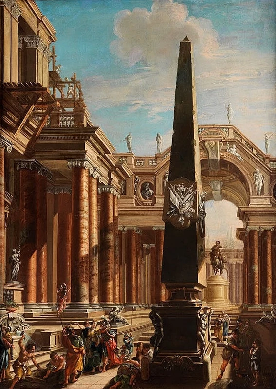 Capriccio architettonico con scene di Cleopatra